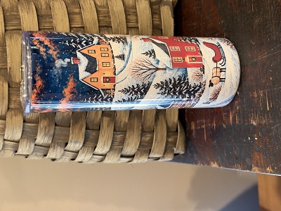 Winter House Scene Christmas 20oz Insulated Drink Skinny Tumbler Cup